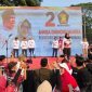 Sekretaris DPD Gerindra Banten, sekaligus Caleg DPR RI Dapil Banten II,  Annisa Desmond J Mahesa, saat memberikan sambutan sebelum dimulainya jalan sehat dimulai dari Alun-alun Kota Serang dan berakhir di Rumah Aspirasi Desmond J Mahesa, Cipocok Jaya, Kota Serang, Minggu (20/8/2023). RULIE SATRIA 